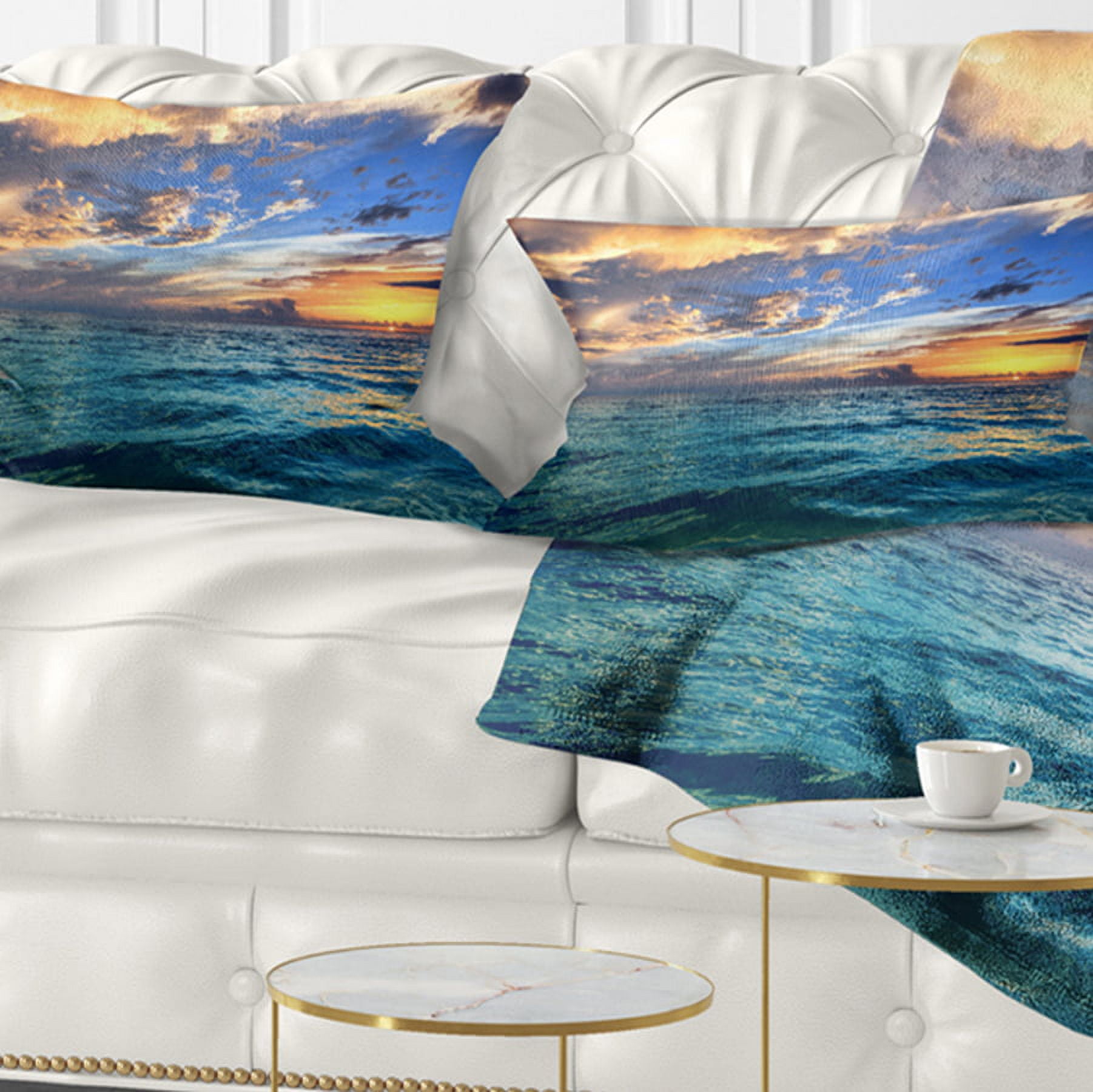 Designart 12" x 20" Blue Polyester Throw Pillow
