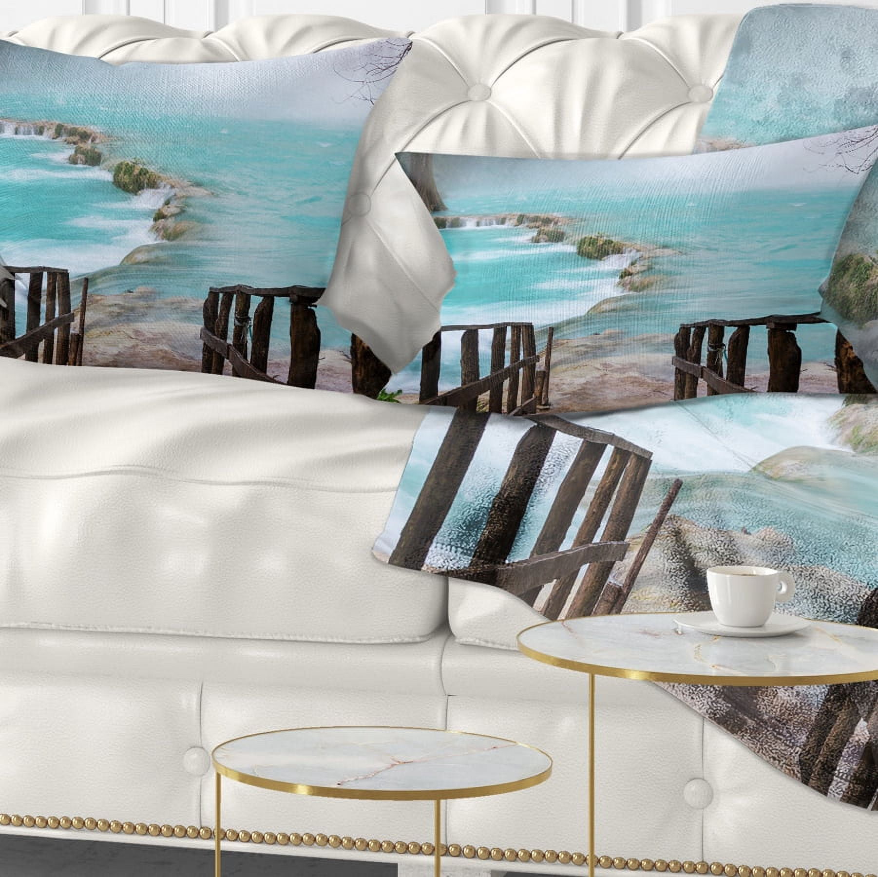 Designart 12" x 20" Blue Polyester Throw Pillow