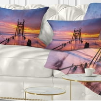 Designart 12" x 20" Blue Polyester Throw Pillow