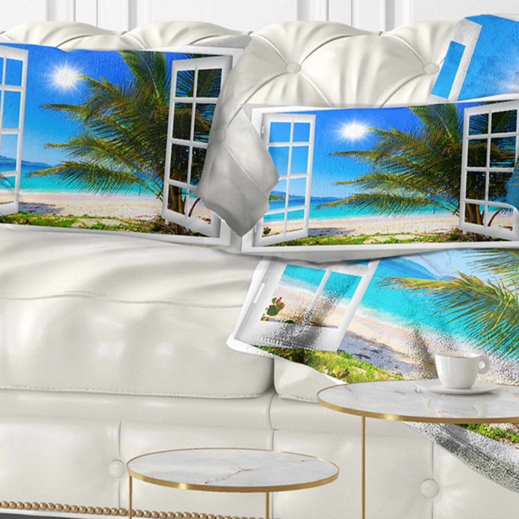 Designart 12" x 20" Blue Polyester Throw Pillow