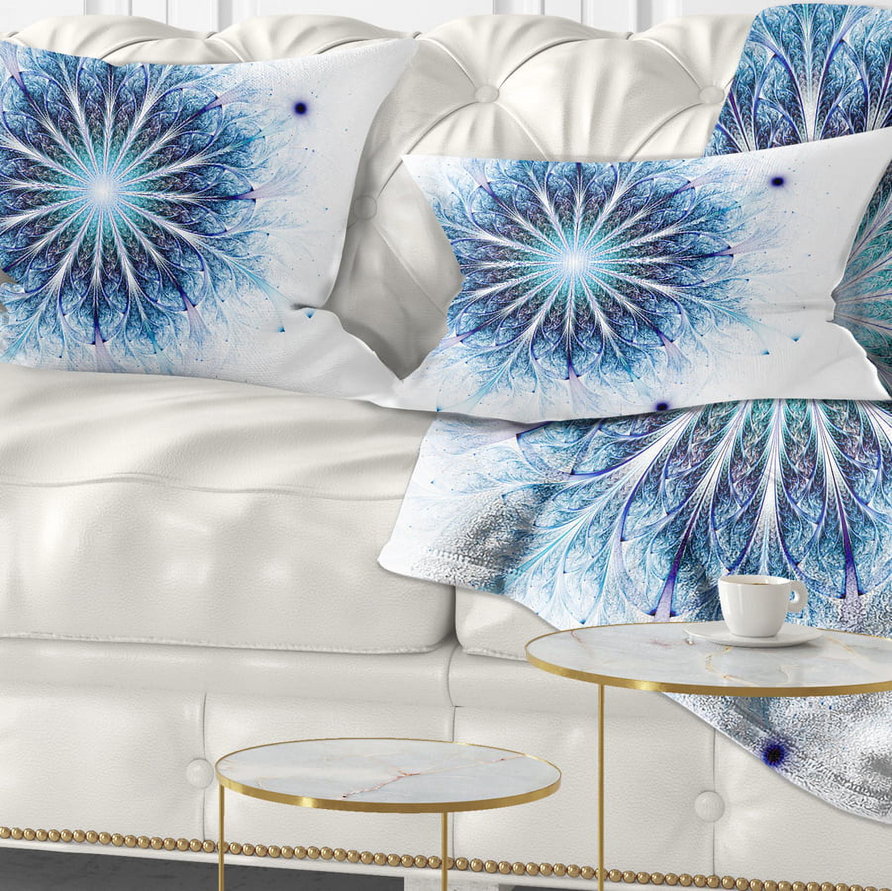 Designart 12" x 20" Blue Polyester Throw Pillow