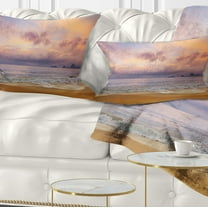 Designart 12" x 20" Blue Polyester Throw Pillow