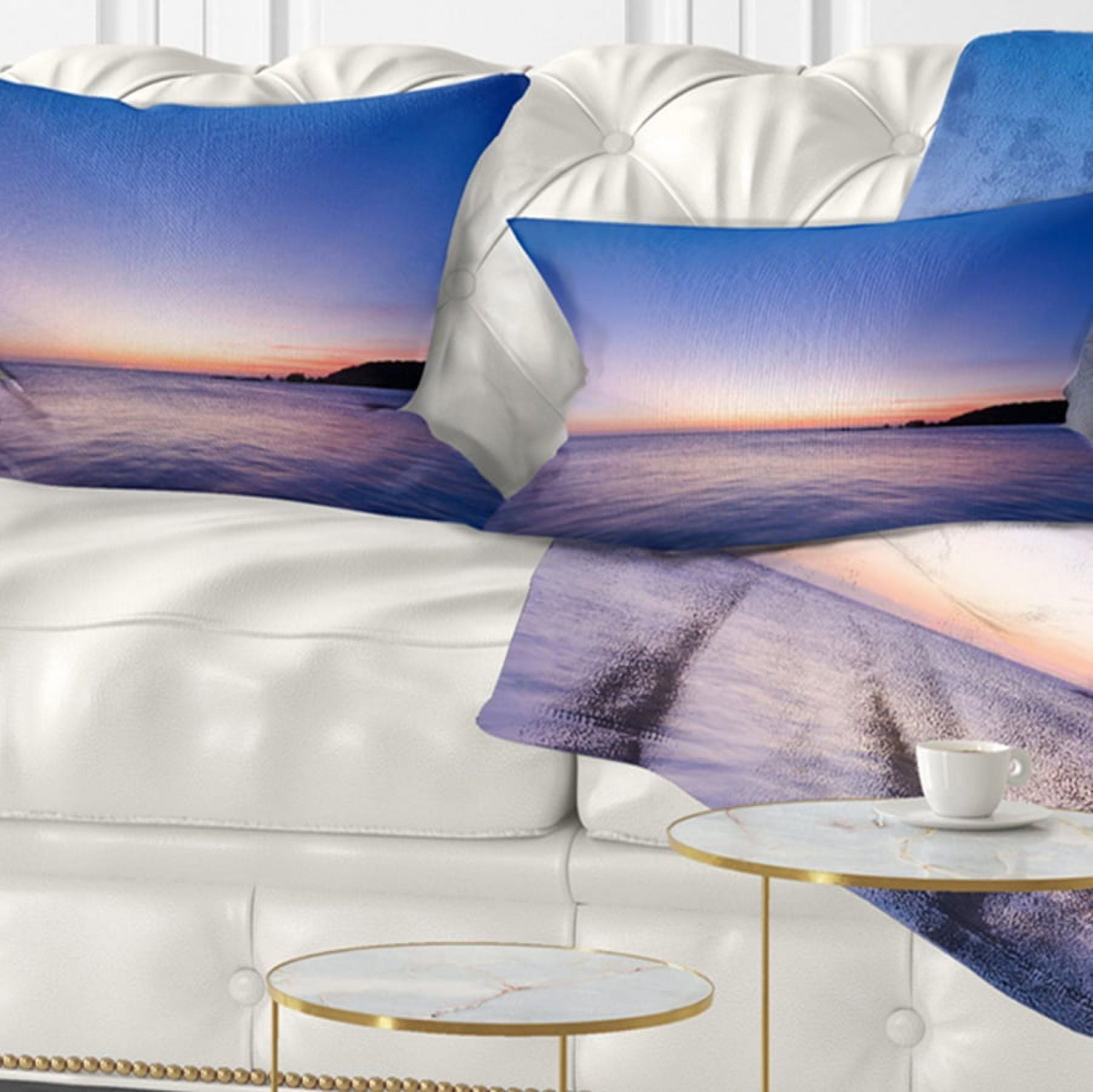 Designart 12" x 20" Blue Polyester Throw Pillow