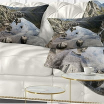 Designart 12" x 20" Blue Polyester Throw Pillow