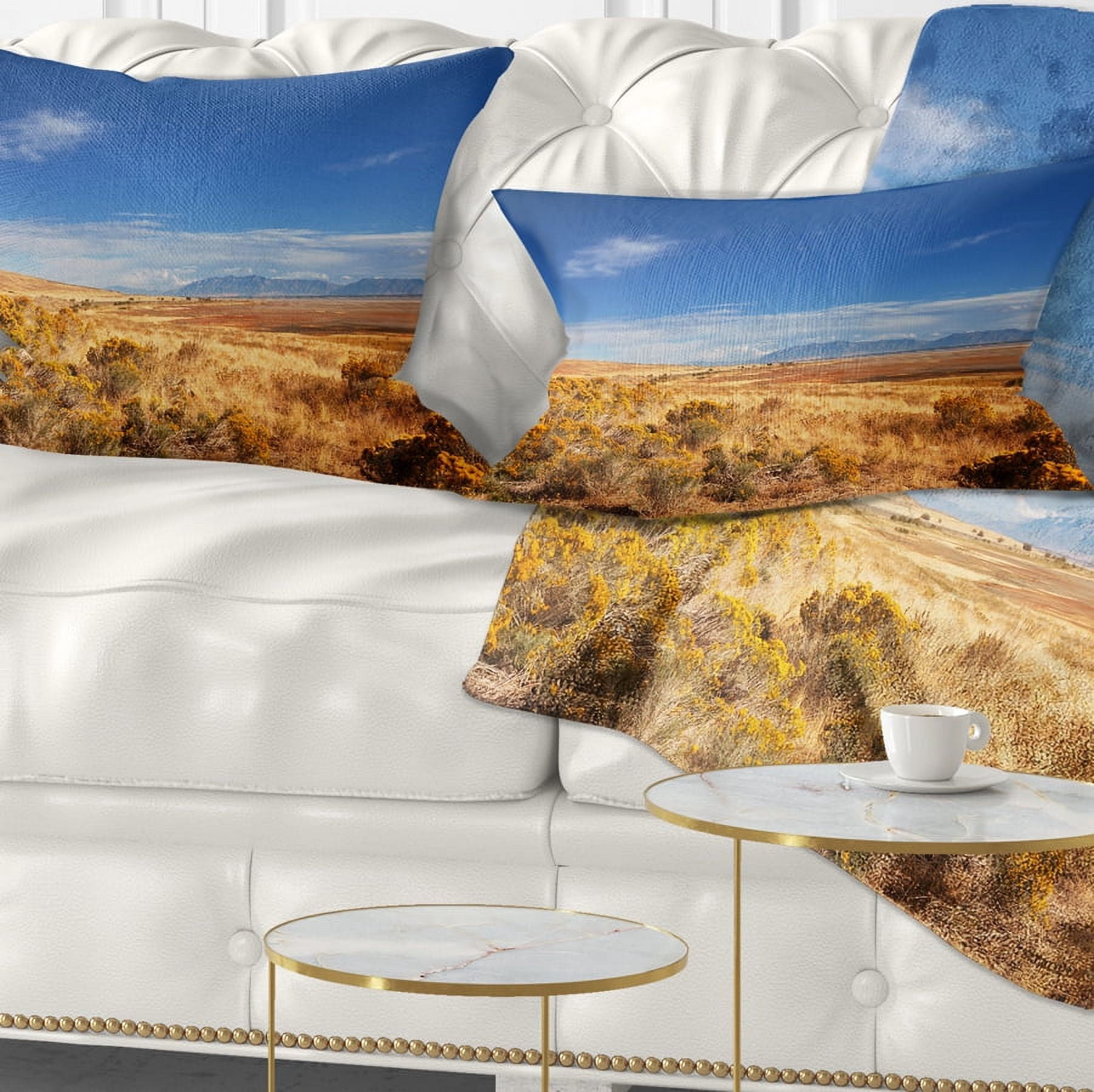 Designart 12" x 20" Blue Polyester Throw Pillow
