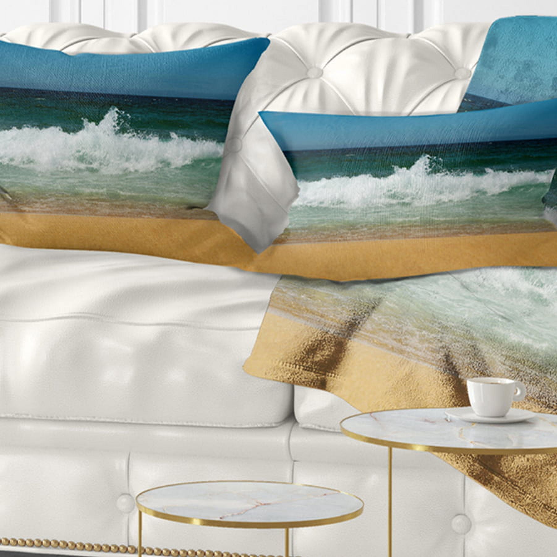 Designart 12" x 20" Blue Polyester Throw Pillow