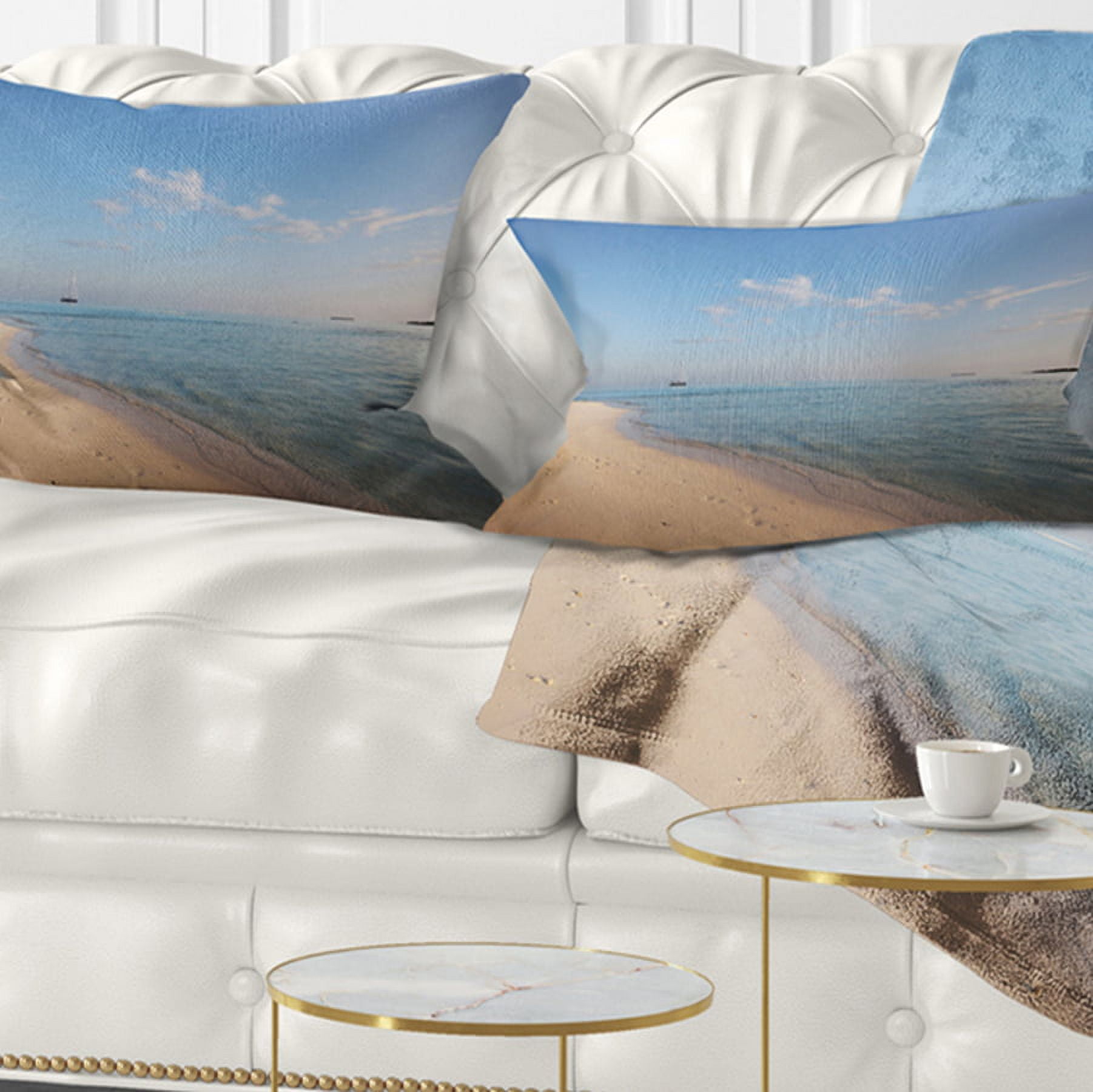 Designart 12" x 20" Blue Polyester Throw Pillow