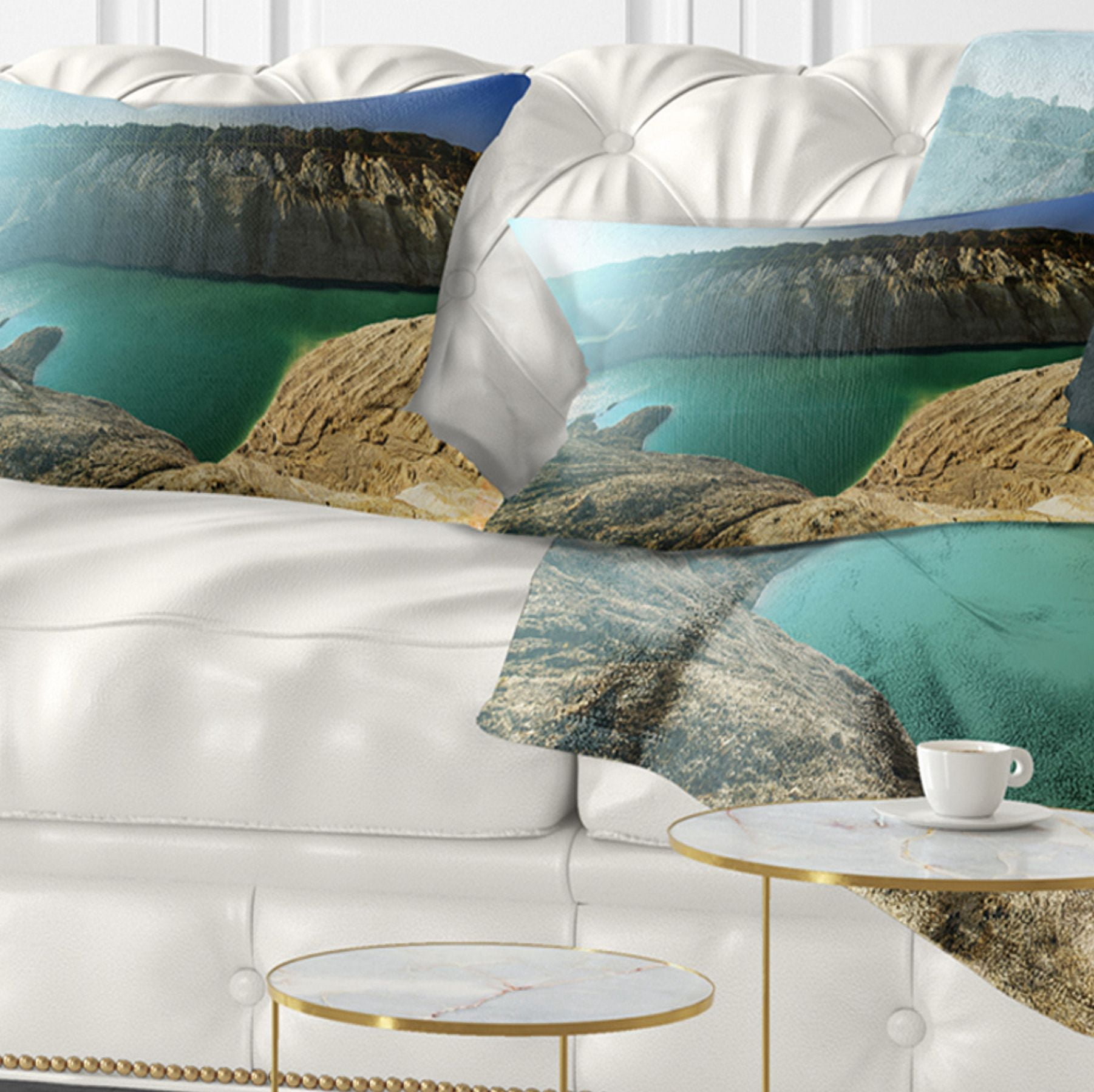 Designart 12" x 20" Blue Polyester Throw Pillow