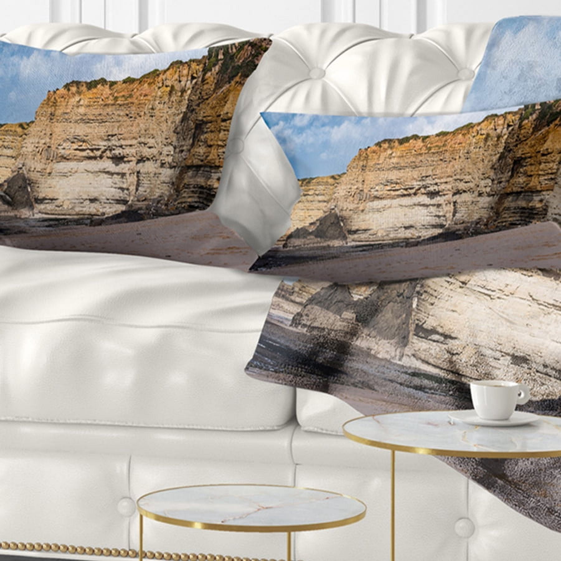 Designart 12" x 20" Blue Polyester Throw Pillow