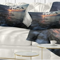 Designart 12" x 20" Blue Polyester Throw Pillow