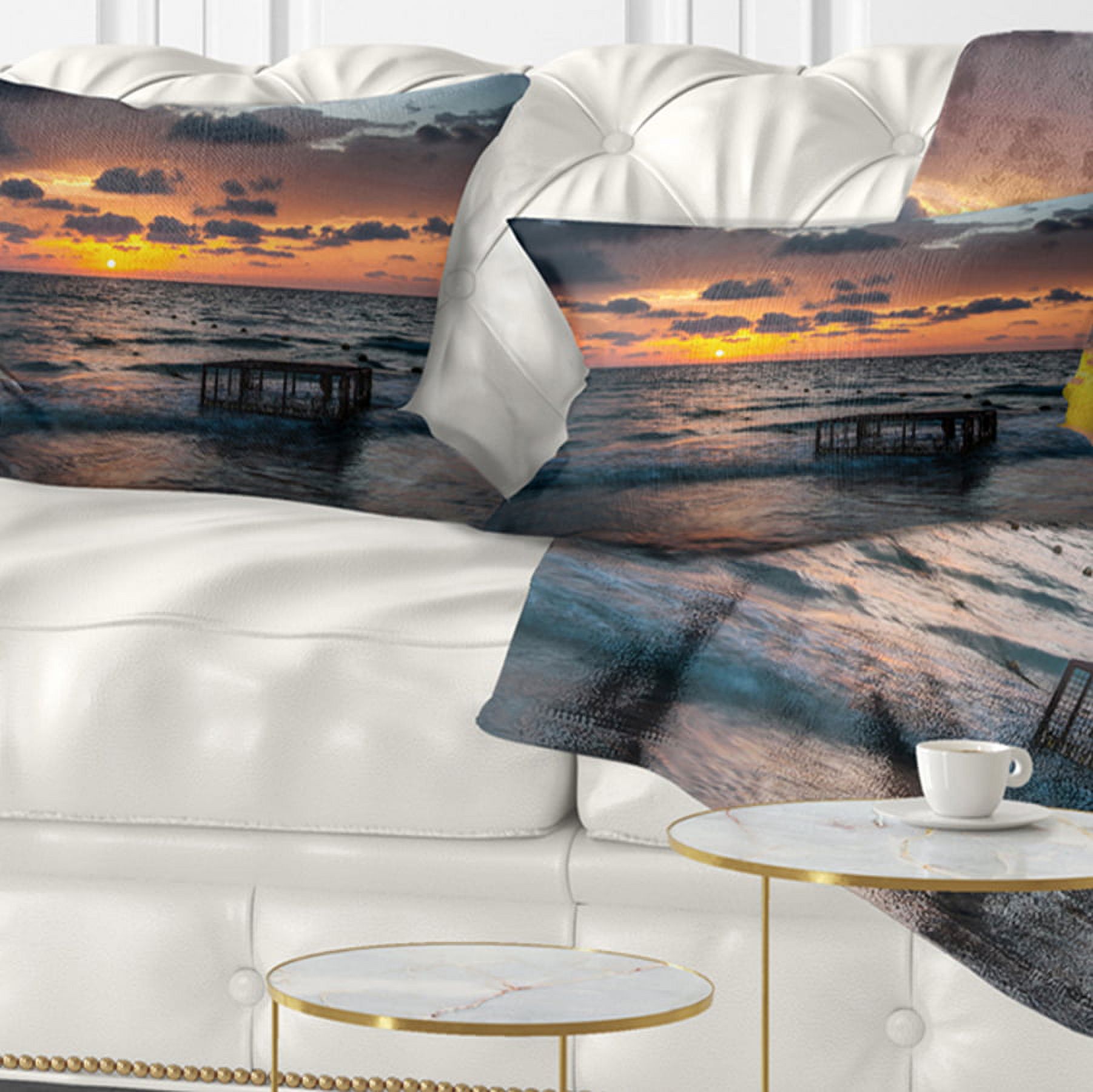 Designart 12" x 20" Blue Polyester Throw Pillow