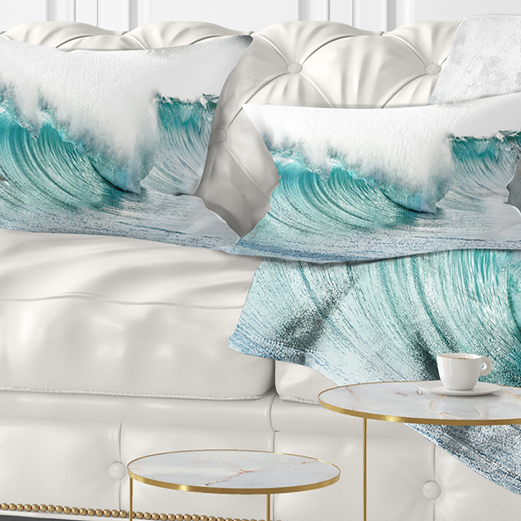 Designart 12" x 20" Blue Polyester Throw Pillow