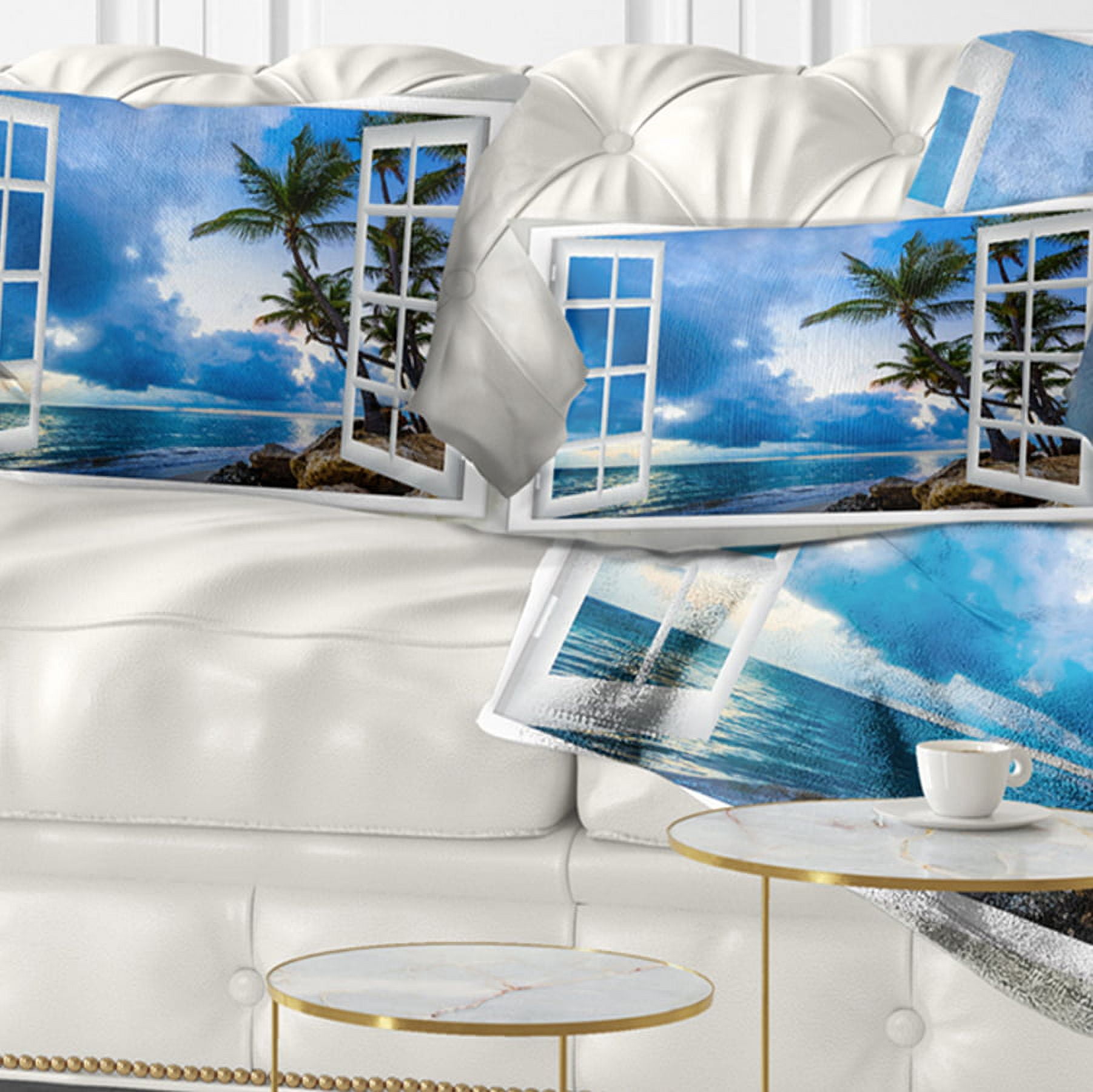 Designart 12" x 20" Blue Polyester Throw Pillow
