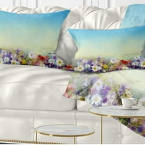 Designart 12" x 20" Blue Polyester Throw Pillow