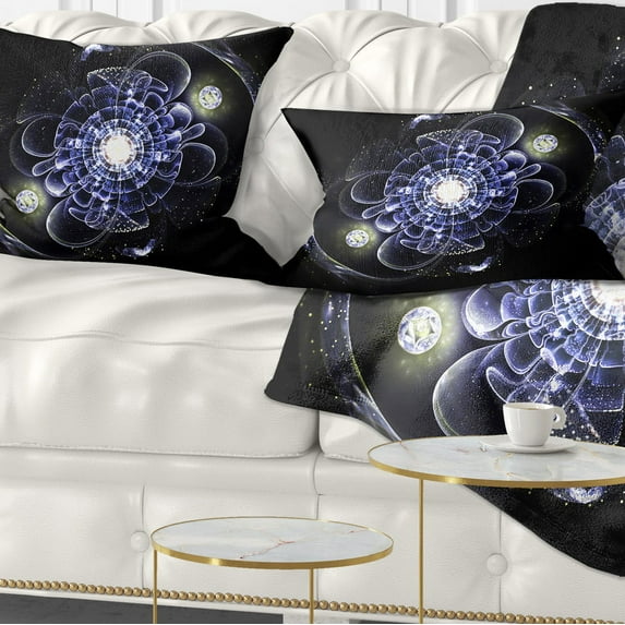 Designart 12" x 20" Blue Polyester Throw Pillow