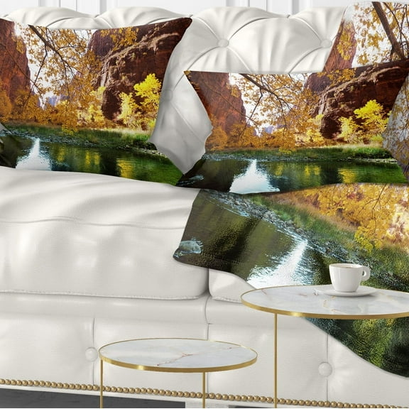 Designart 12" x 20" Blue Polyester Throw Pillow