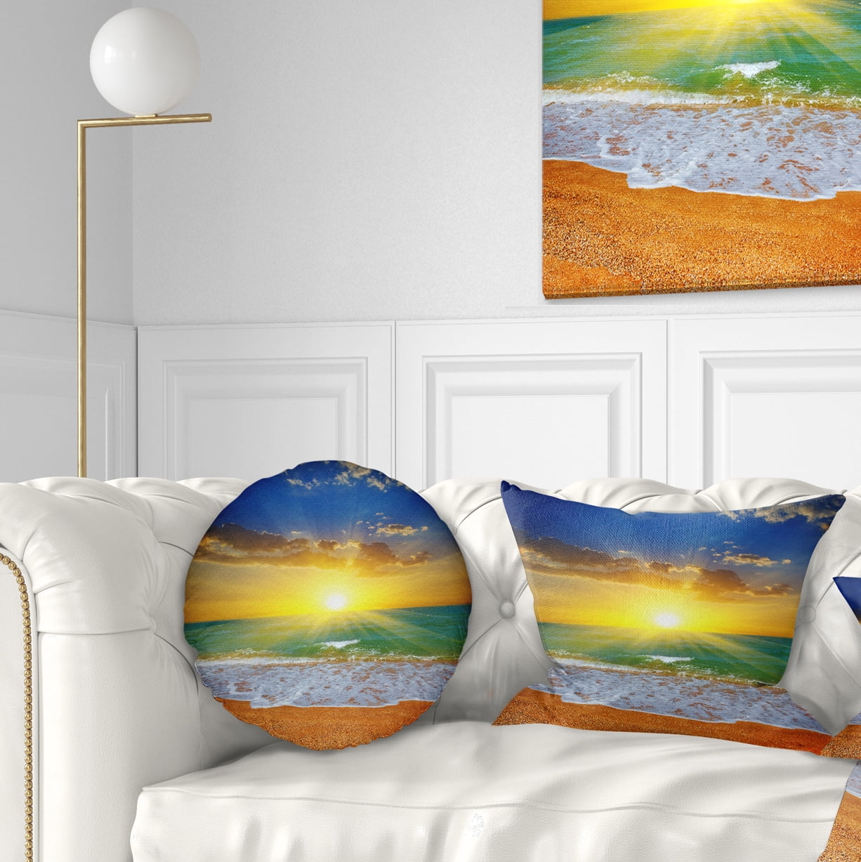 Designart 12" x 20" Blue Polyester Throw Pillow