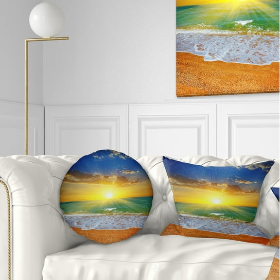 Designart 12" x 20" Blue Polyester Throw Pillow