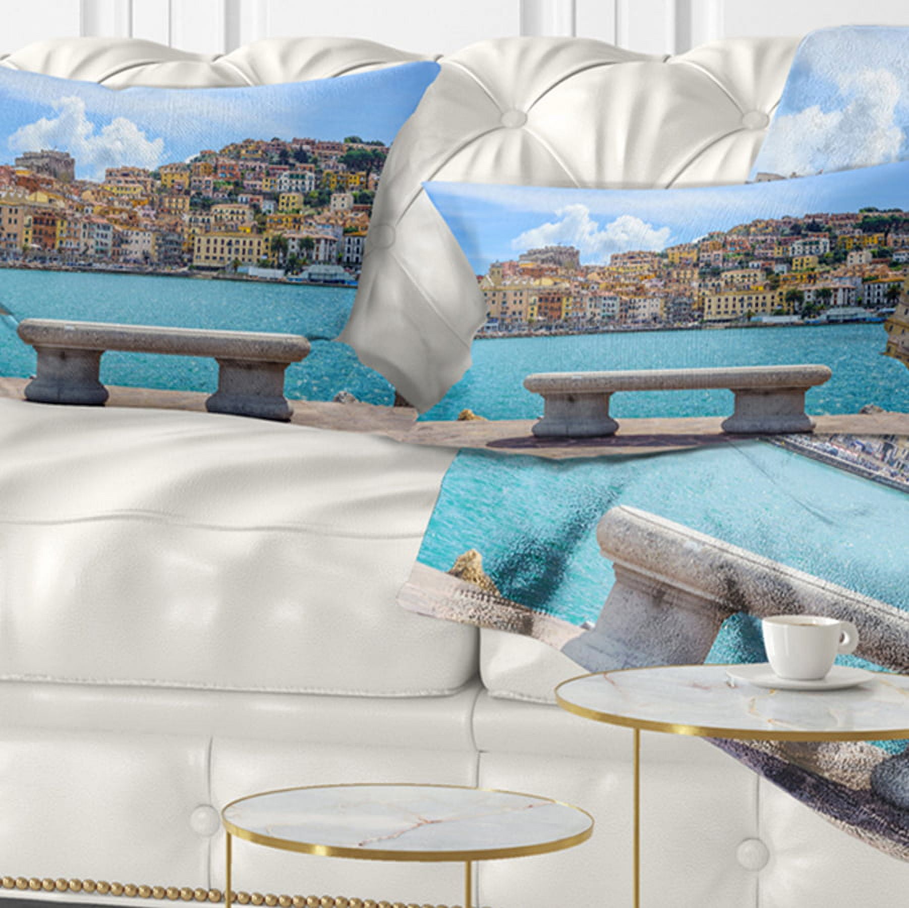 Designart 12" x 20" Blue Polyester Throw Pillow