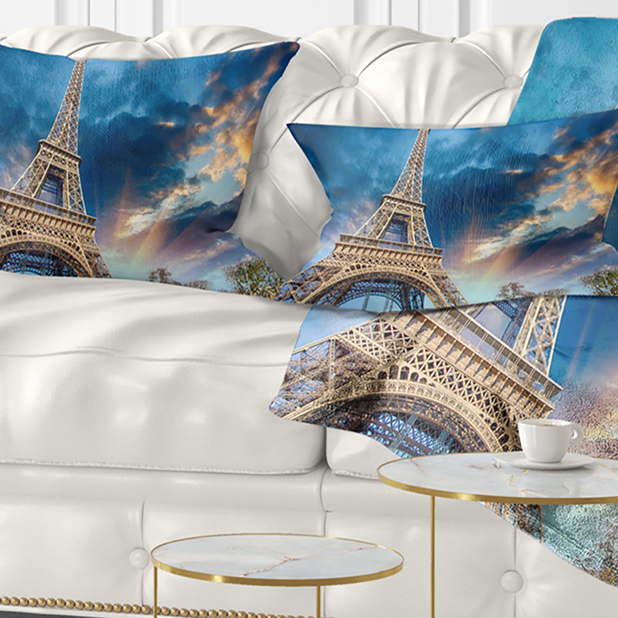 Designart 12" x 20" Blue Polyester Throw Pillow