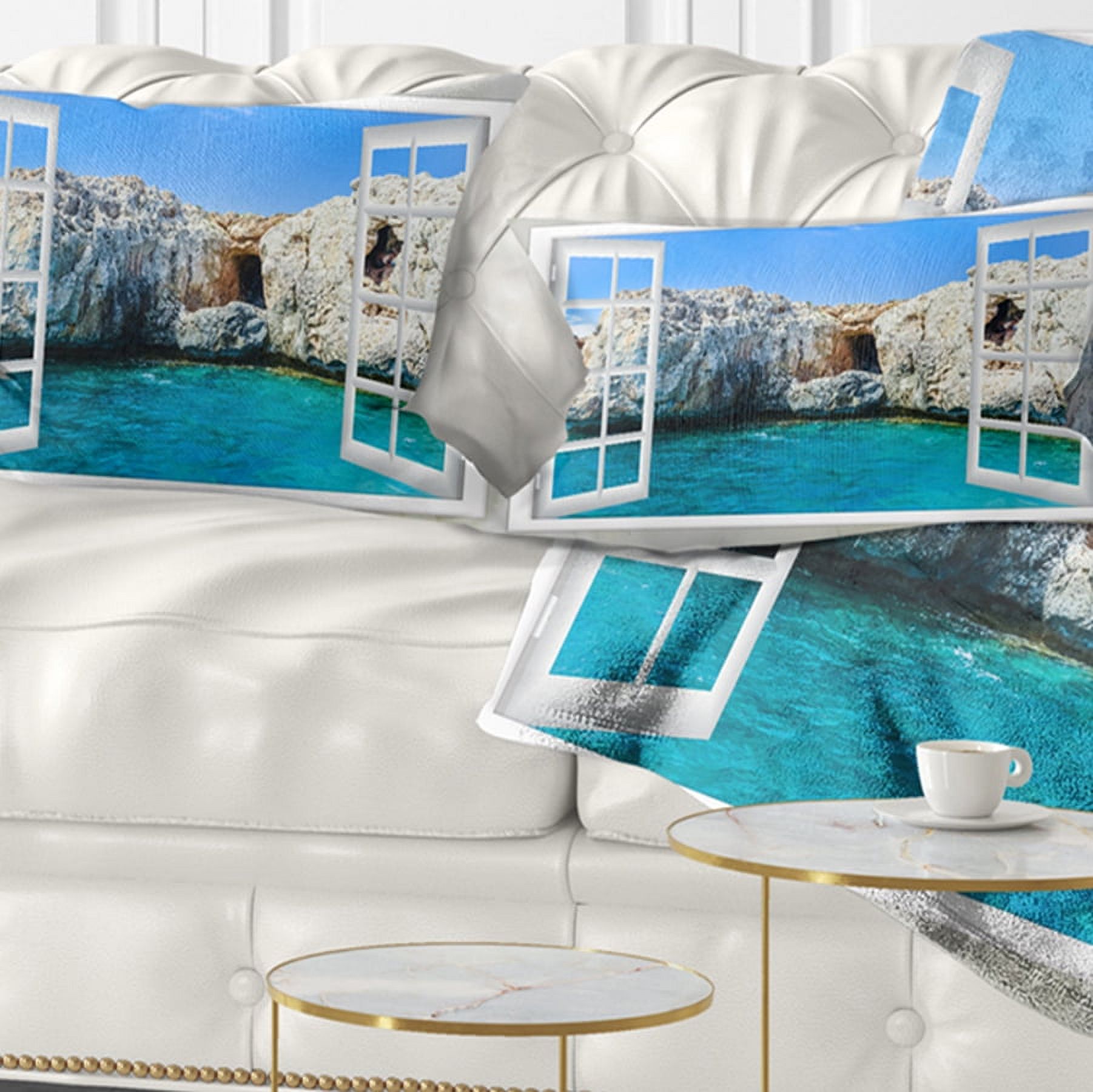 Designart 12" x 20" Blue Polyester Throw Pillow