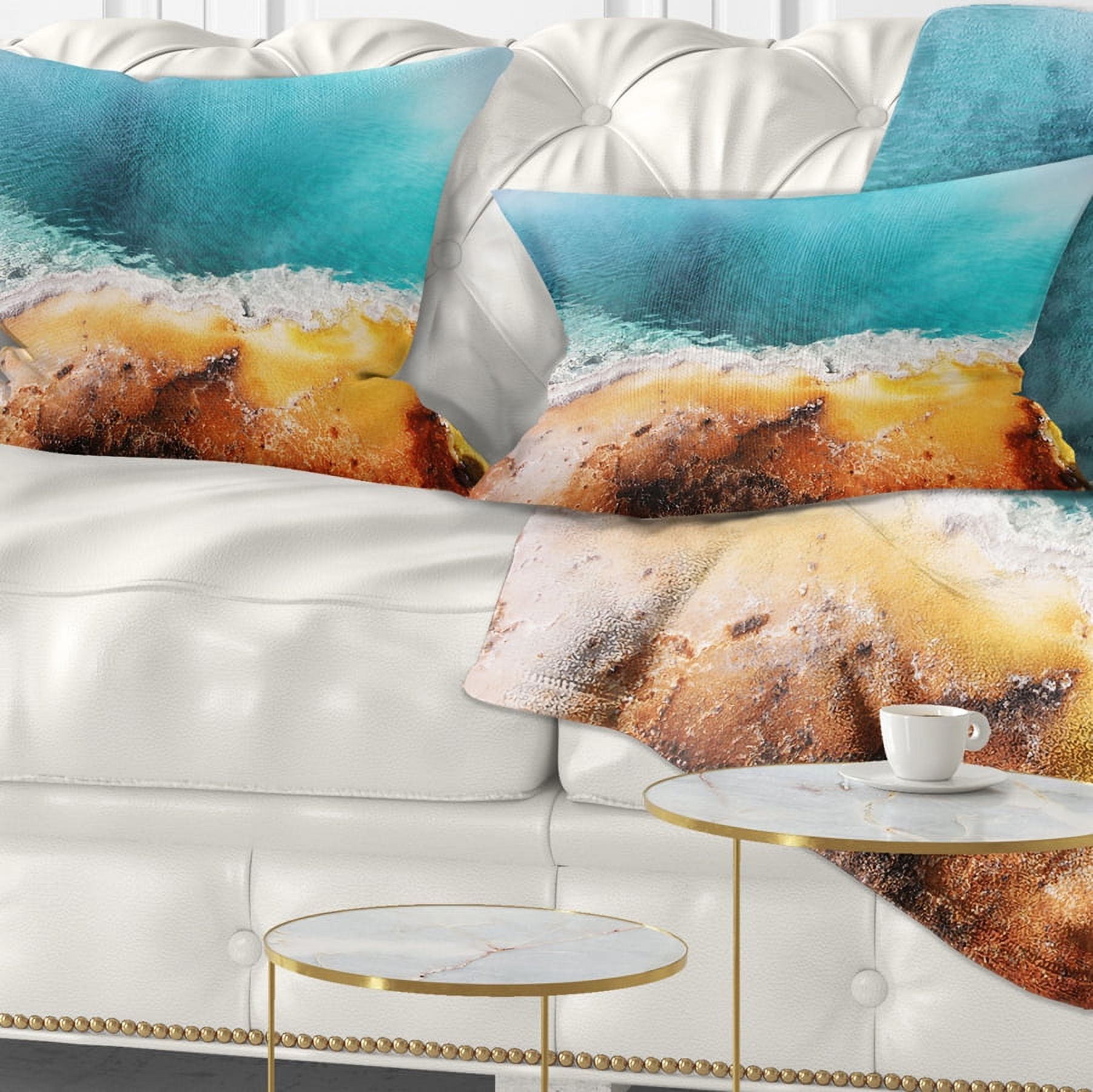 Designart 12" x 20" Blue Polyester Throw Pillow