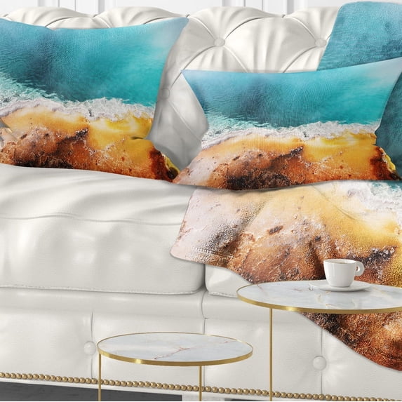 Designart 12" x 20" Blue Polyester Throw Pillow