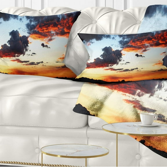 Designart 12" x 20" Blue Polyester Throw Pillow