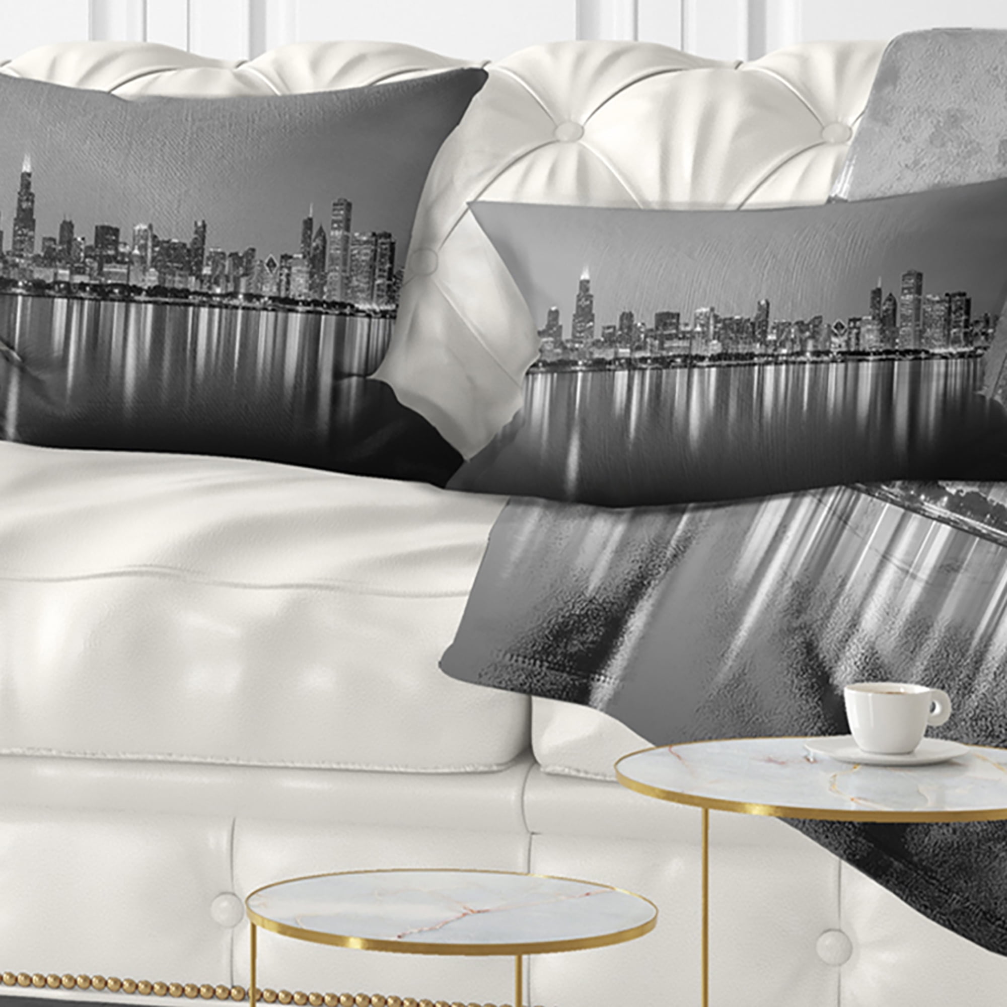 Designart 12" x 20" Blue Polyester Throw Pillow