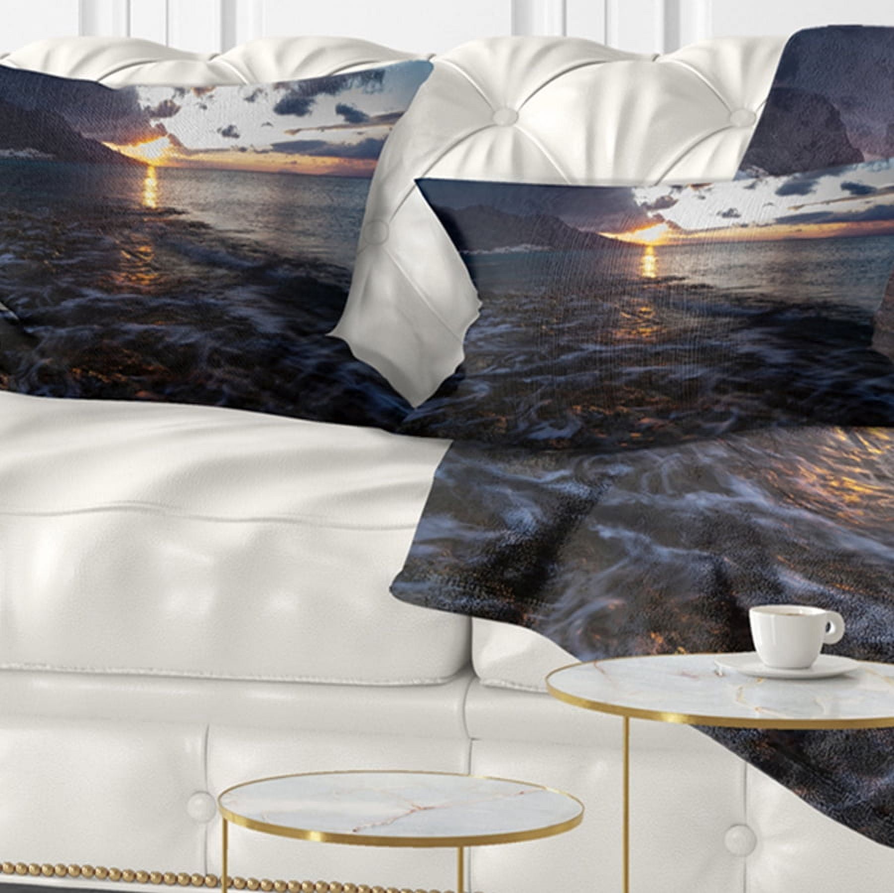 Designart 12" x 20" Blue Polyester Throw Pillow