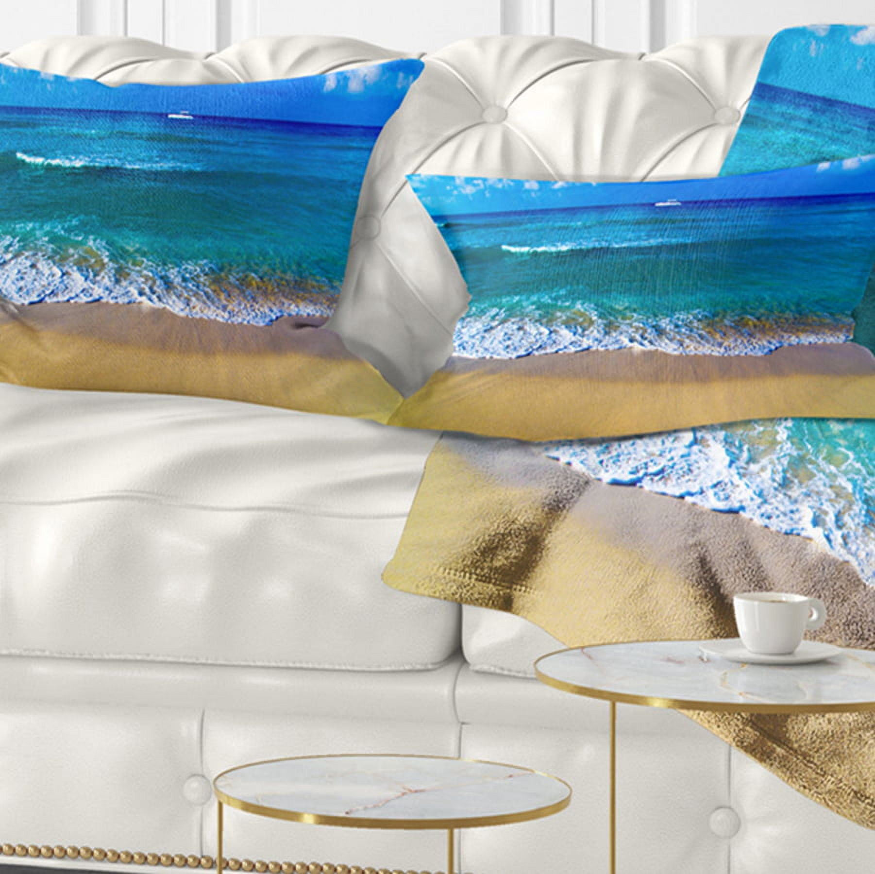 Designart 12" x 20" Blue Polyester Throw Pillow