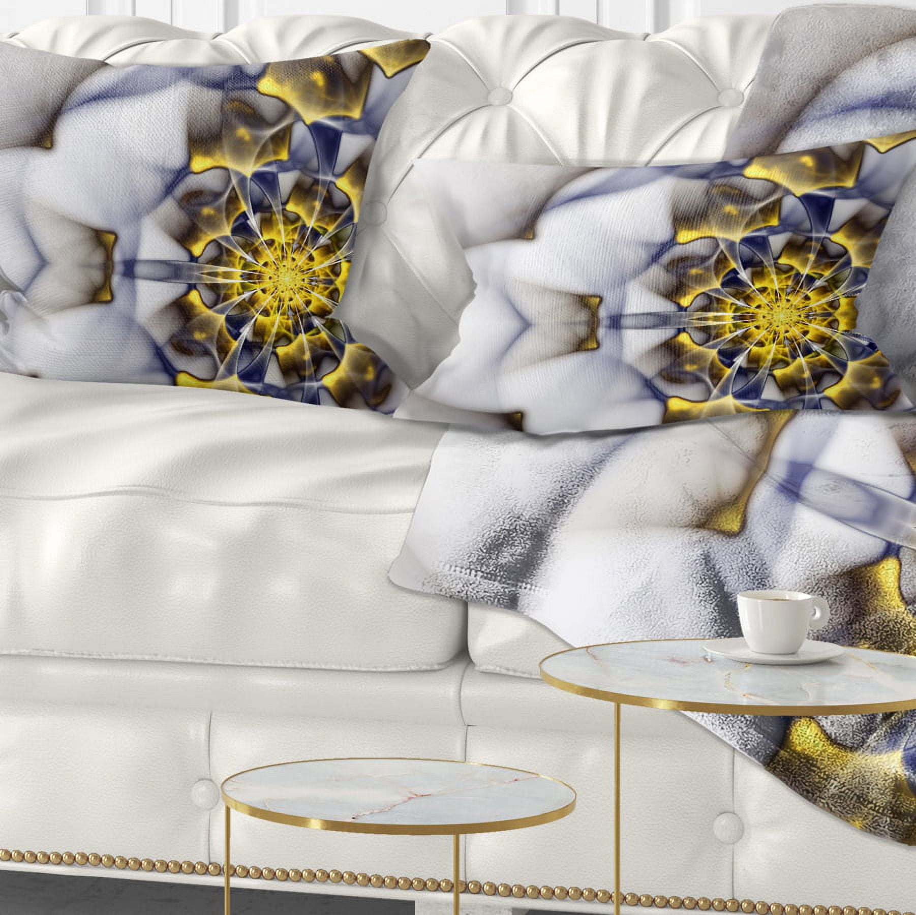 Designart 12" x 20" Blue Polyester Throw Pillow