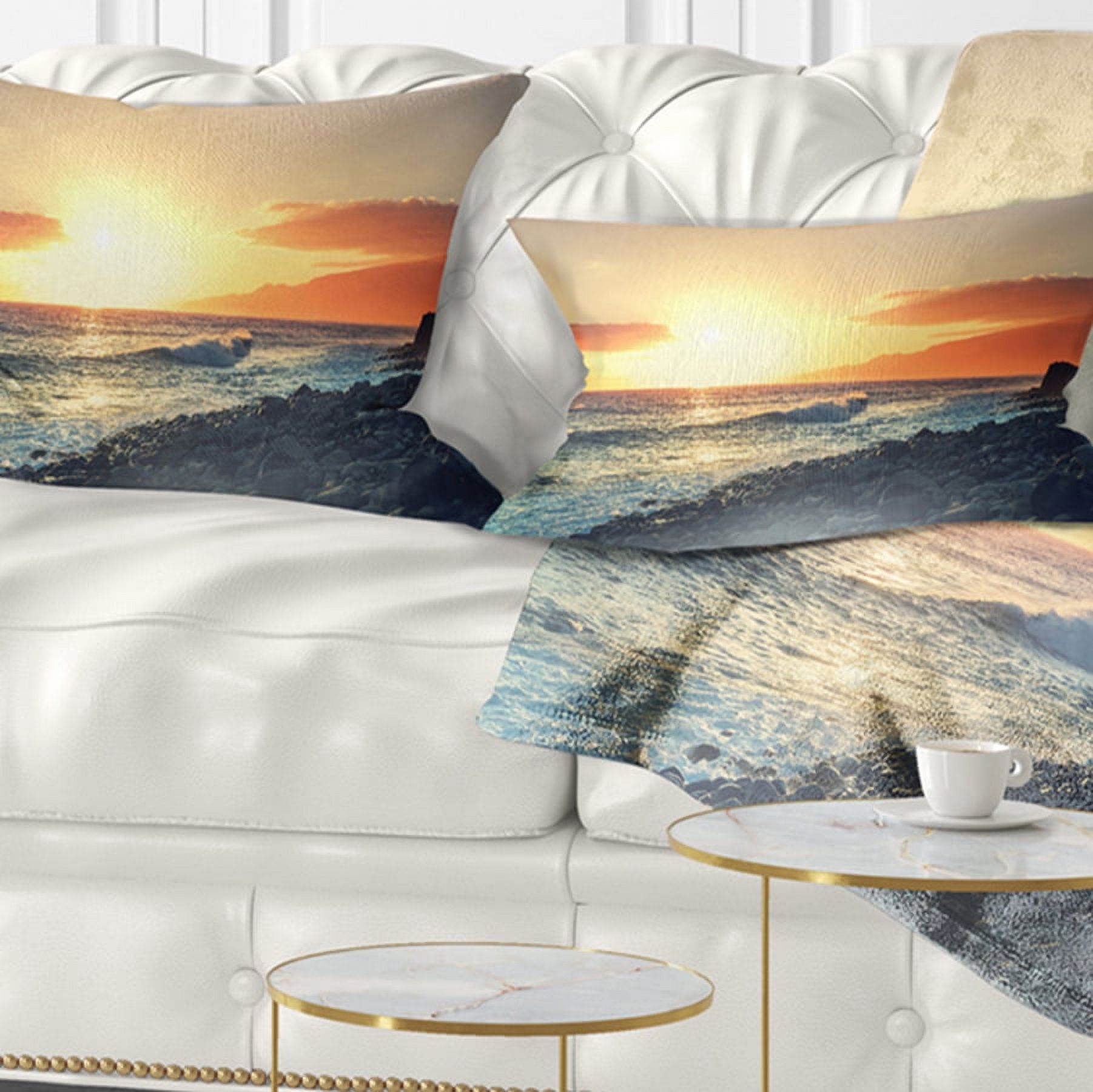 Designart 12" x 20" Blue Polyester Throw Pillow