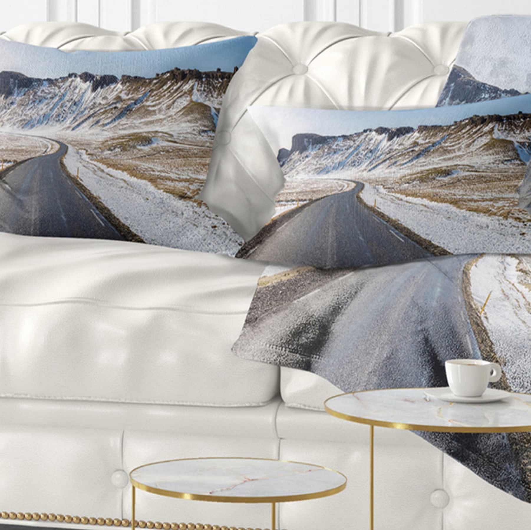 Designart 12" x 20" Blue Polyester Throw Pillow