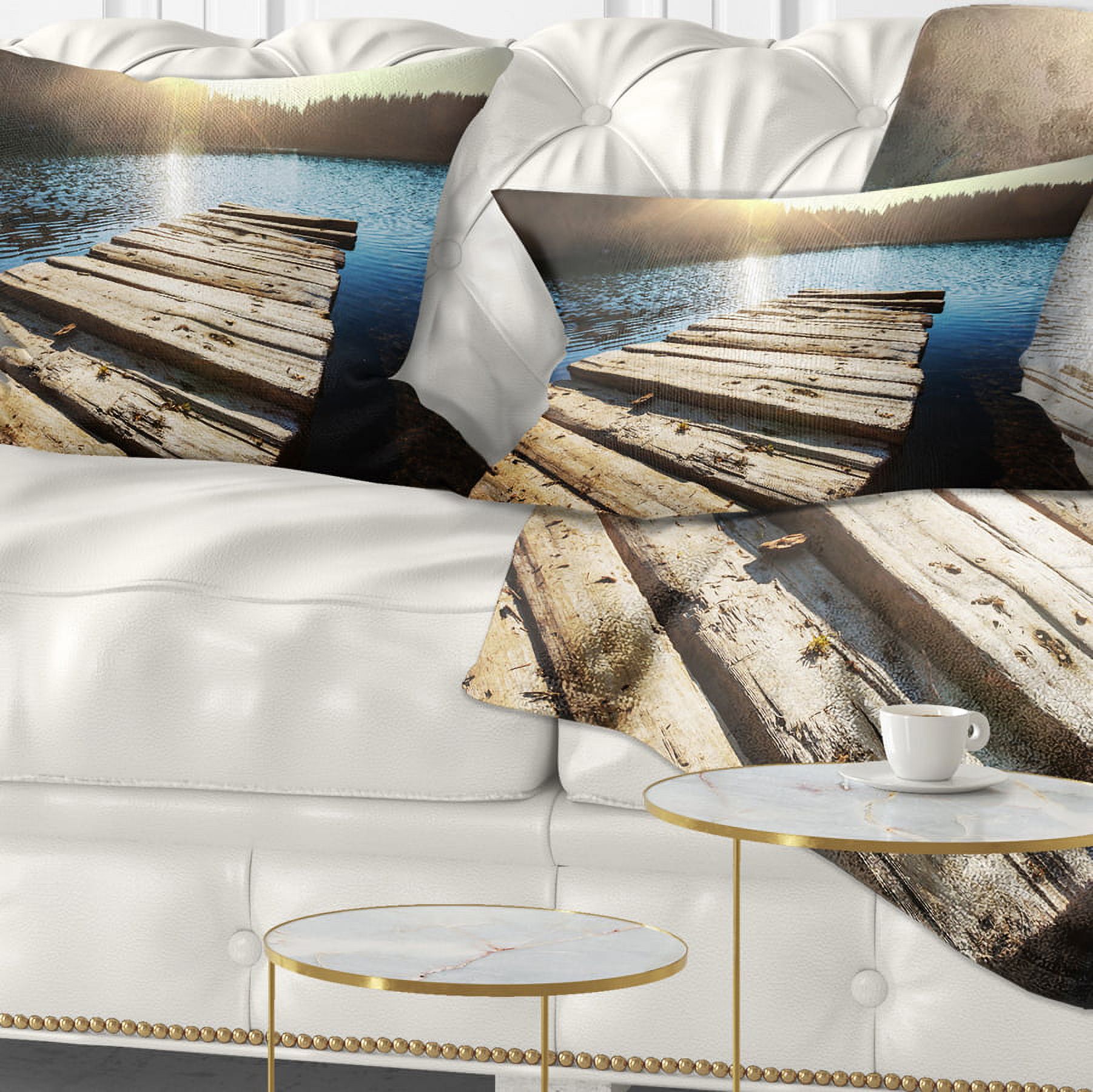 Designart 12" x 20" Blue Polyester Throw Pillow