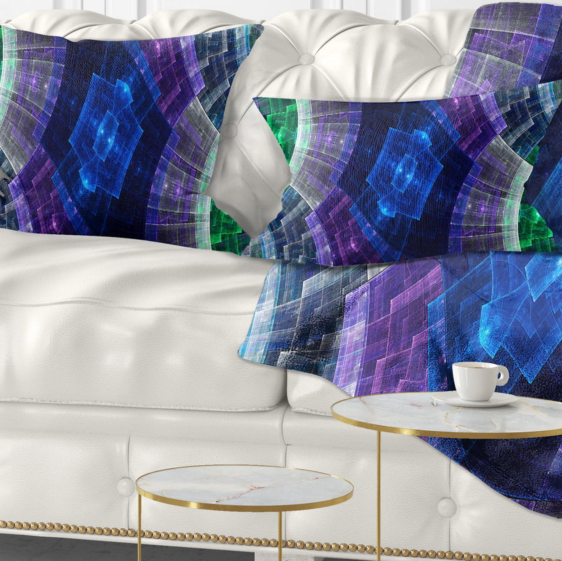 Designart 12" x 20" Blue Polyester Throw Pillow