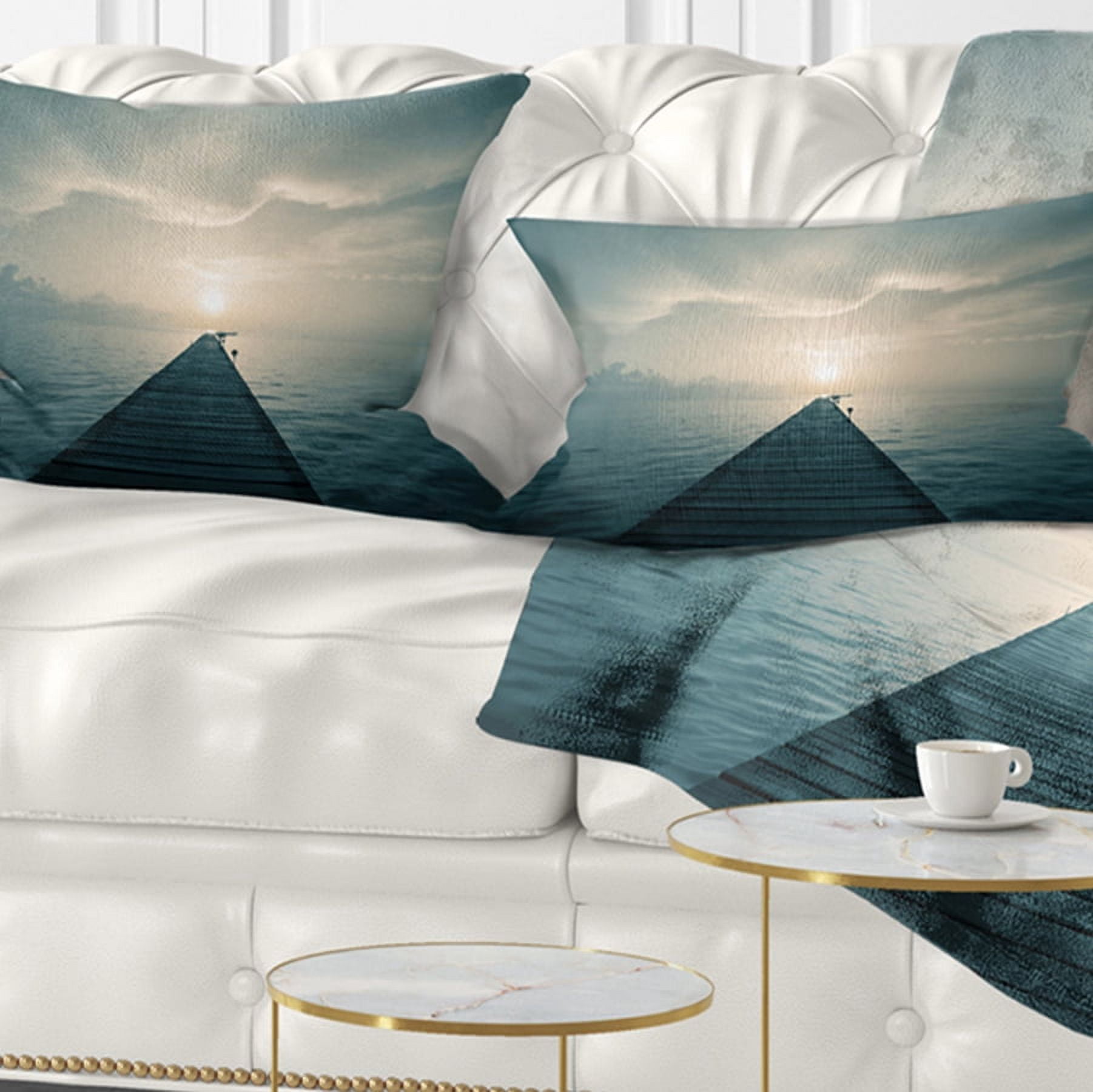 Designart 12" x 20" Blue Polyester Throw Pillow