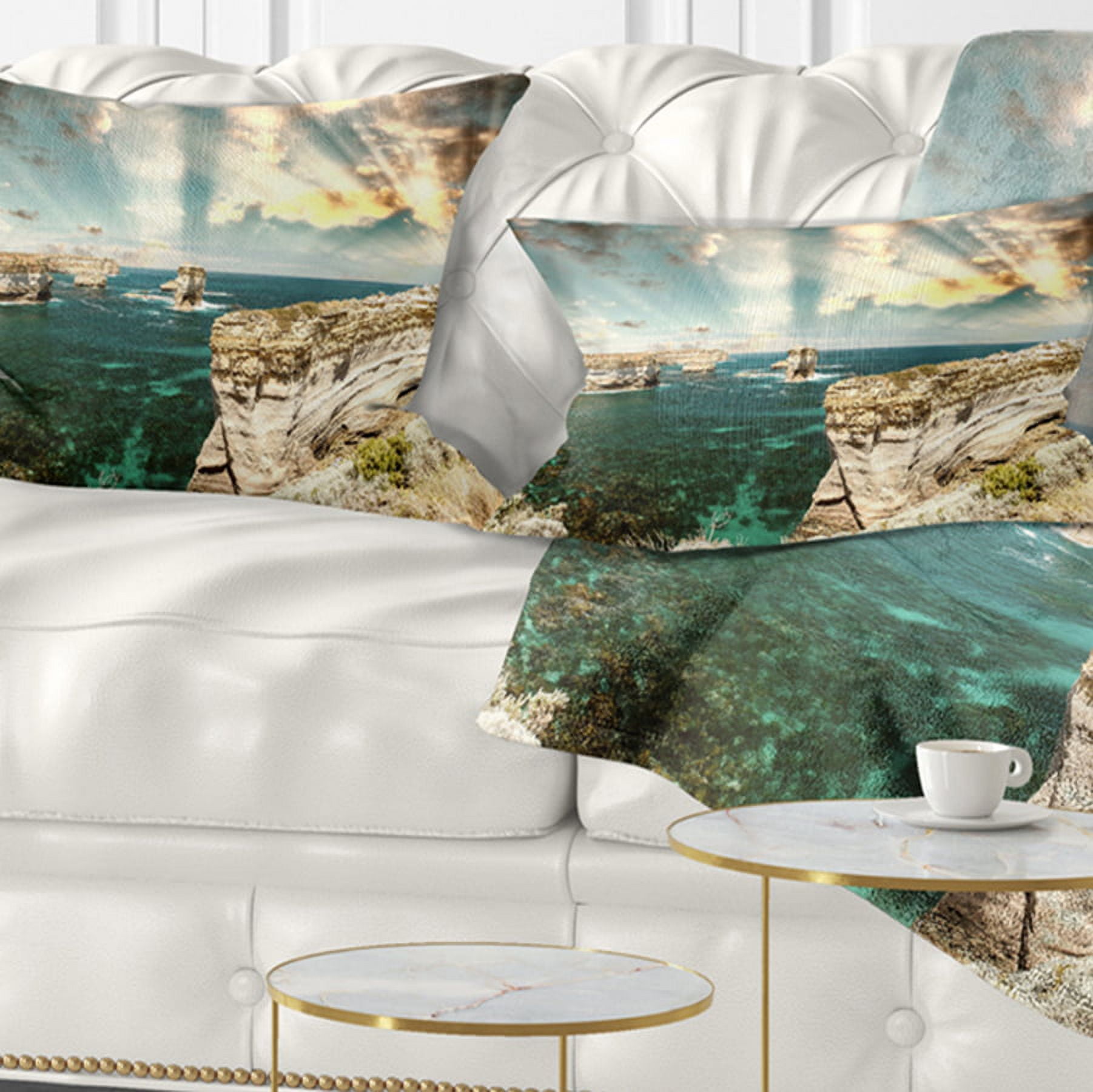 Designart 12" x 20" Blue Polyester Throw Pillow