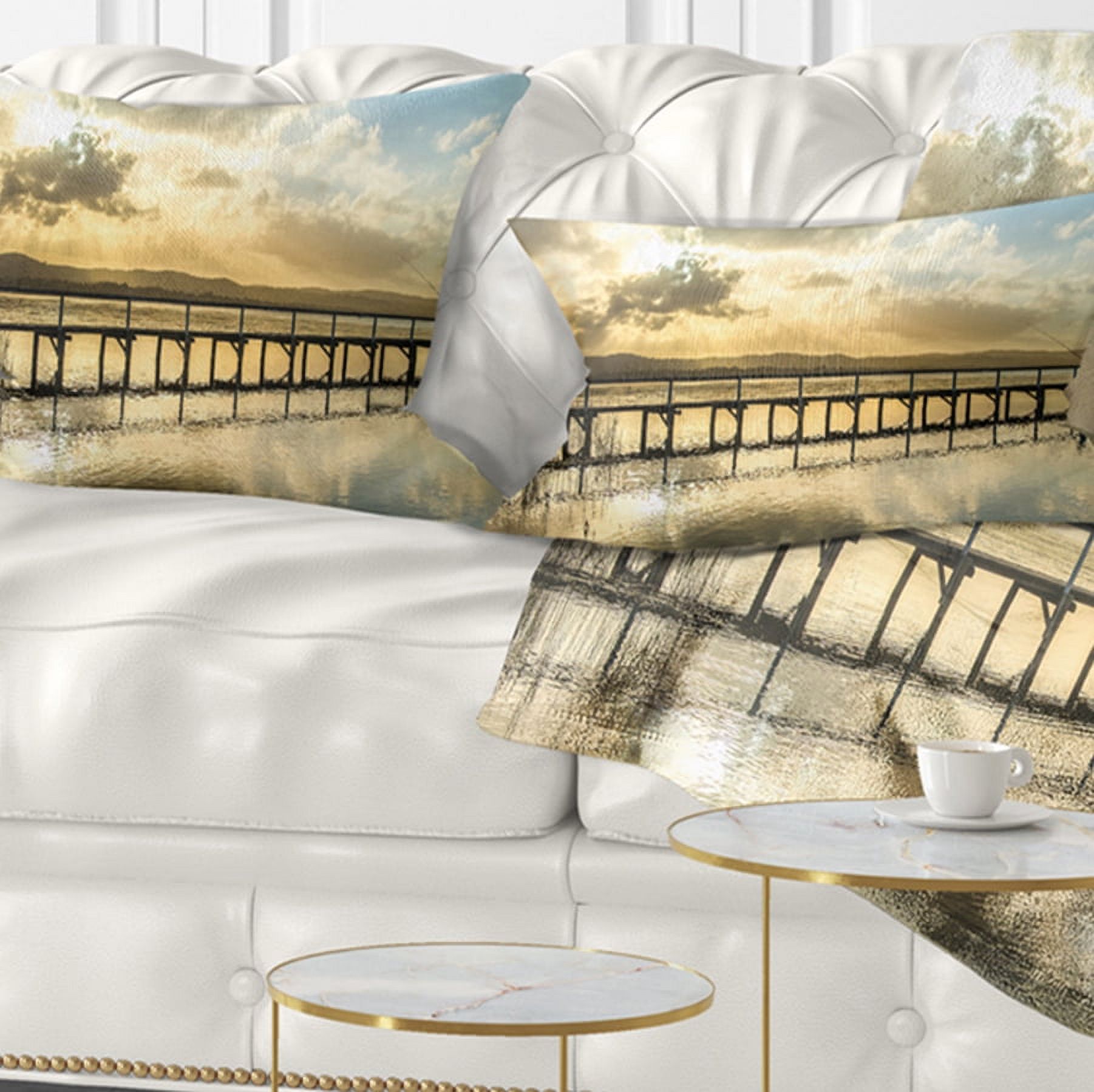 Designart 12" x 20" Blue Polyester Throw Pillow