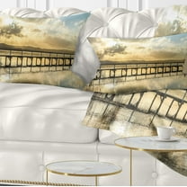 Designart 12" x 20" Blue Polyester Throw Pillow