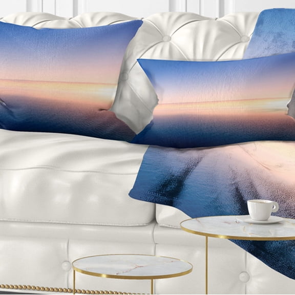 Designart 12" x 20" Blue Polyester Throw Pillow