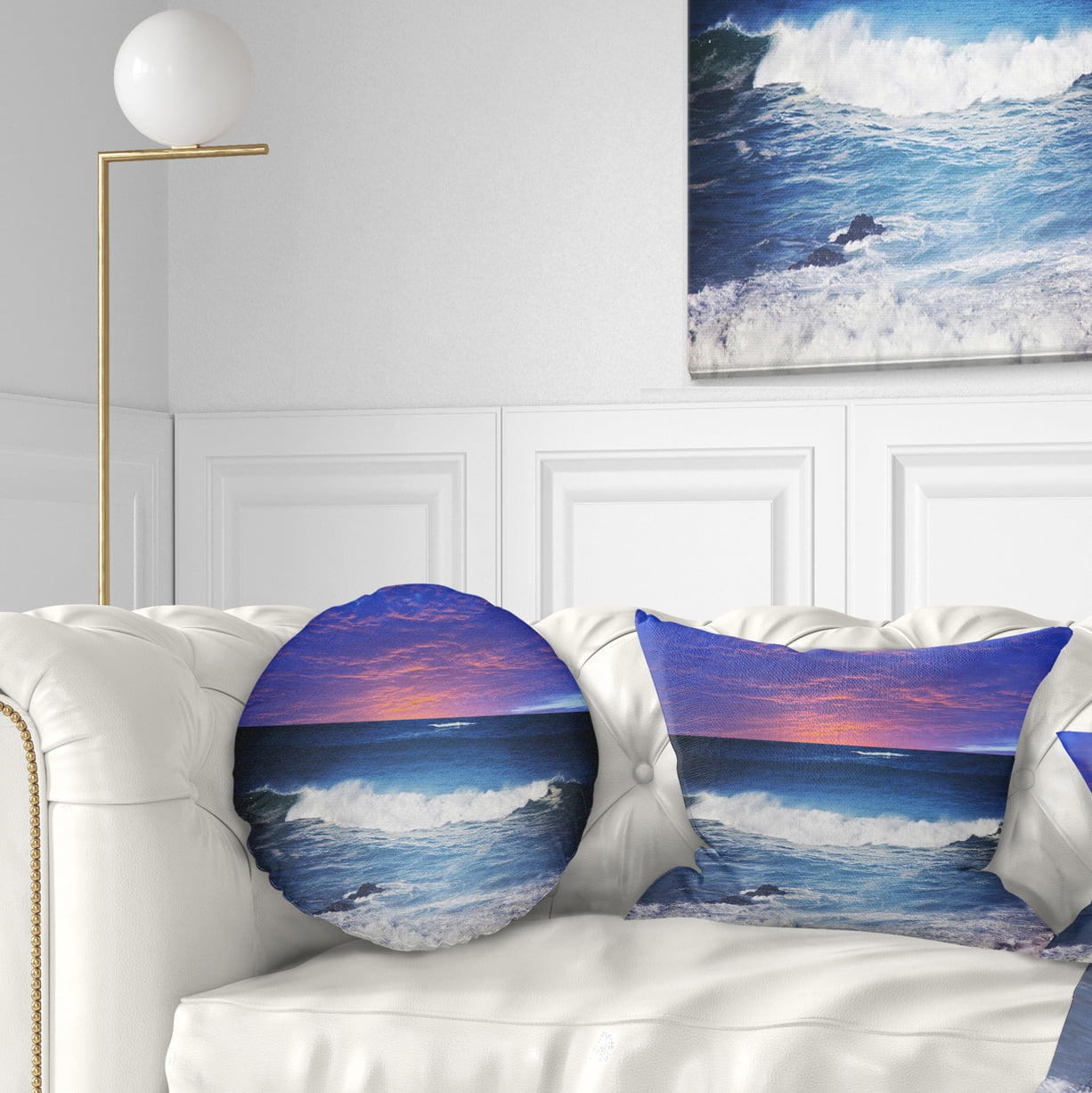 Designart 12" x 20" Blue Polyester Throw Pillow