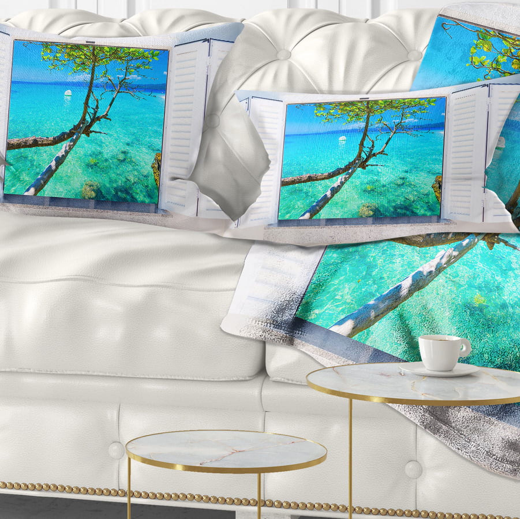 Designart 12" x 20" Blue Polyester Throw Pillow