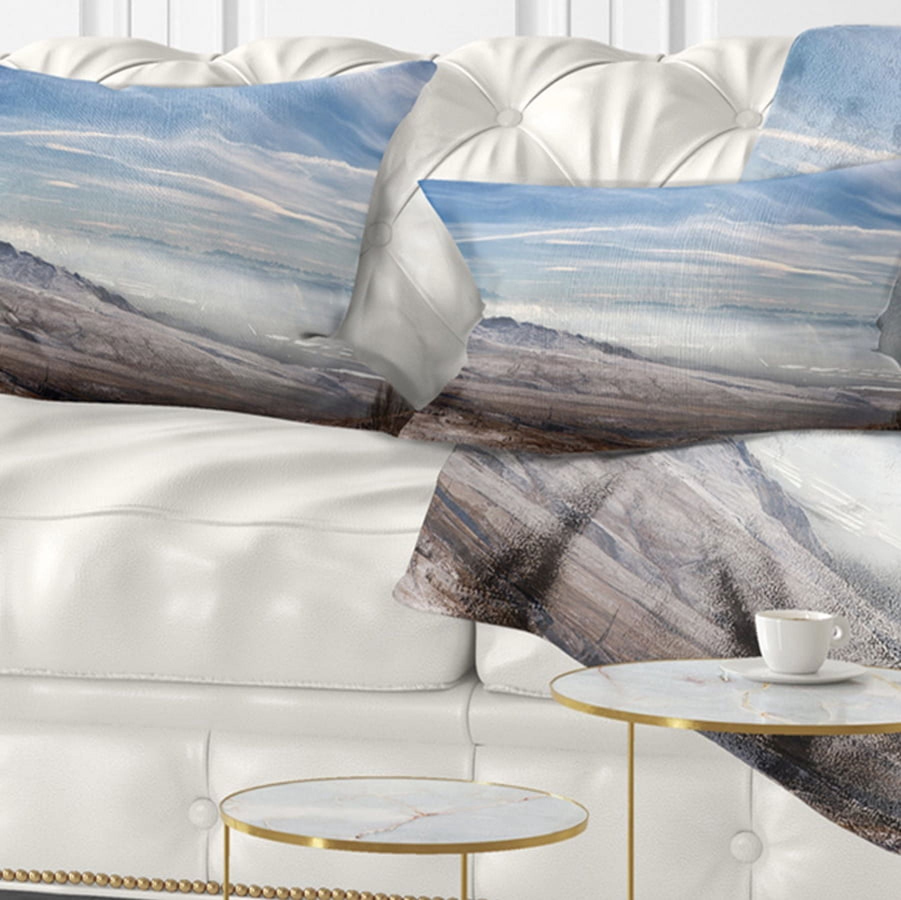 Designart 12" x 20" Blue Polyester Throw Pillow
