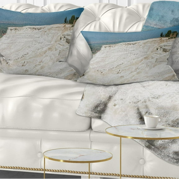 Designart 12" x 20" Blue Polyester Throw Pillow