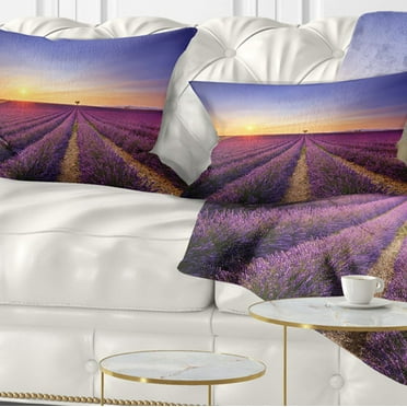 Designart 12" x 20" Blue Polyester Throw Pillow