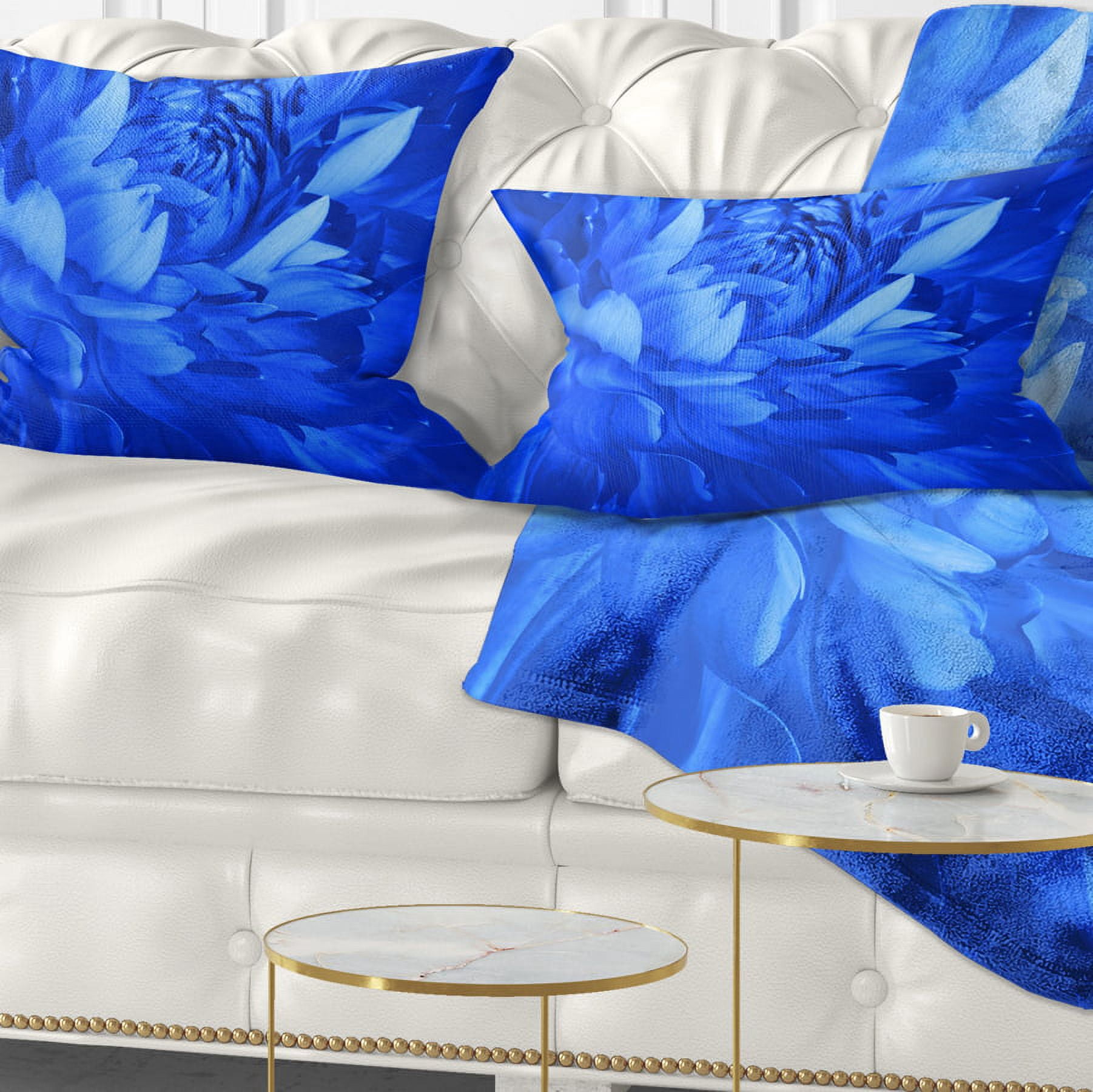Designart 12" x 20" Blue Polyester Throw Pillow