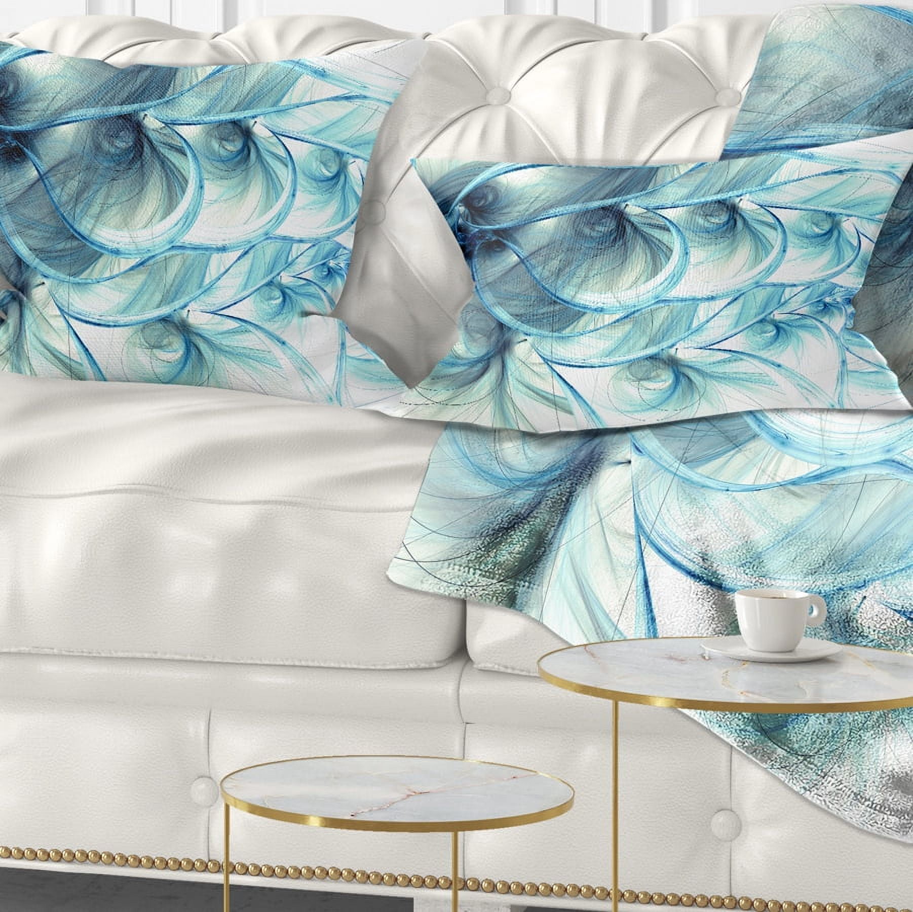 Designart 12" x 20" Blue Polyester Throw Pillow