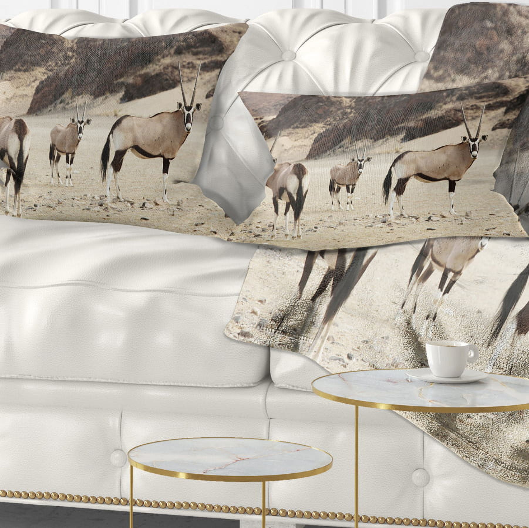Designart 12" x 20" Brown Polyester Throw Pillow