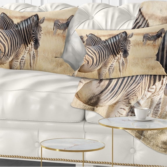 Designart 12" x 20" Brown Polyester Throw Pillow
